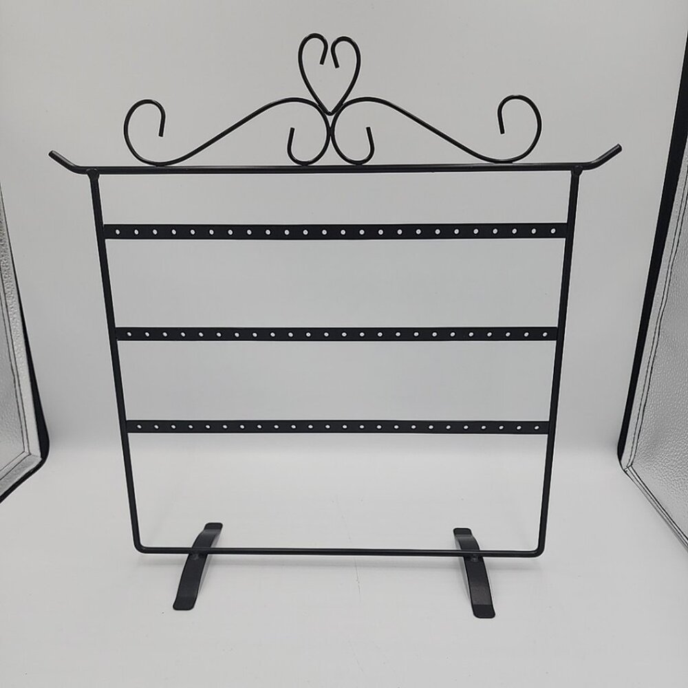 Jewelry Organizer for Hanging Earrings, Black Metal 15" Tall Free Standing